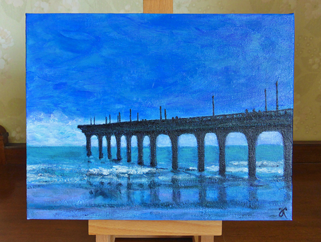New Brighton Pier, Christchurch — acrylic on canvas, 230 x 305 mm, 2014